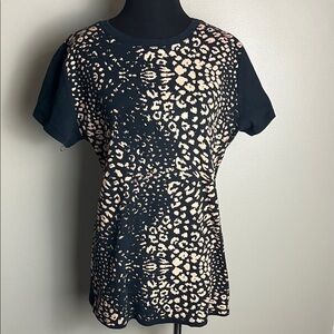 Caren Sport Black and Cream Leopard Print Tee